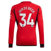 Camisa de Futebol Manchester United Donny van de Beek #34 Equipamento Principal 2023-24 Manga Comprida
